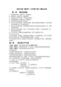 初一下学期数学重要内容整理与分享