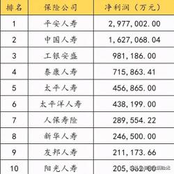 中国保险公司排名前十：国寿、平安、太平洋领衔