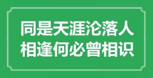 相逢何必曾相识上一句：同是天涯沦落人，琵琶声里诉衷情