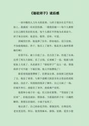 骆驼祥子读后感：一个悲剧人物的人生与深意
