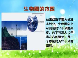 生物圈的范围：从海平面到一万米深的地球